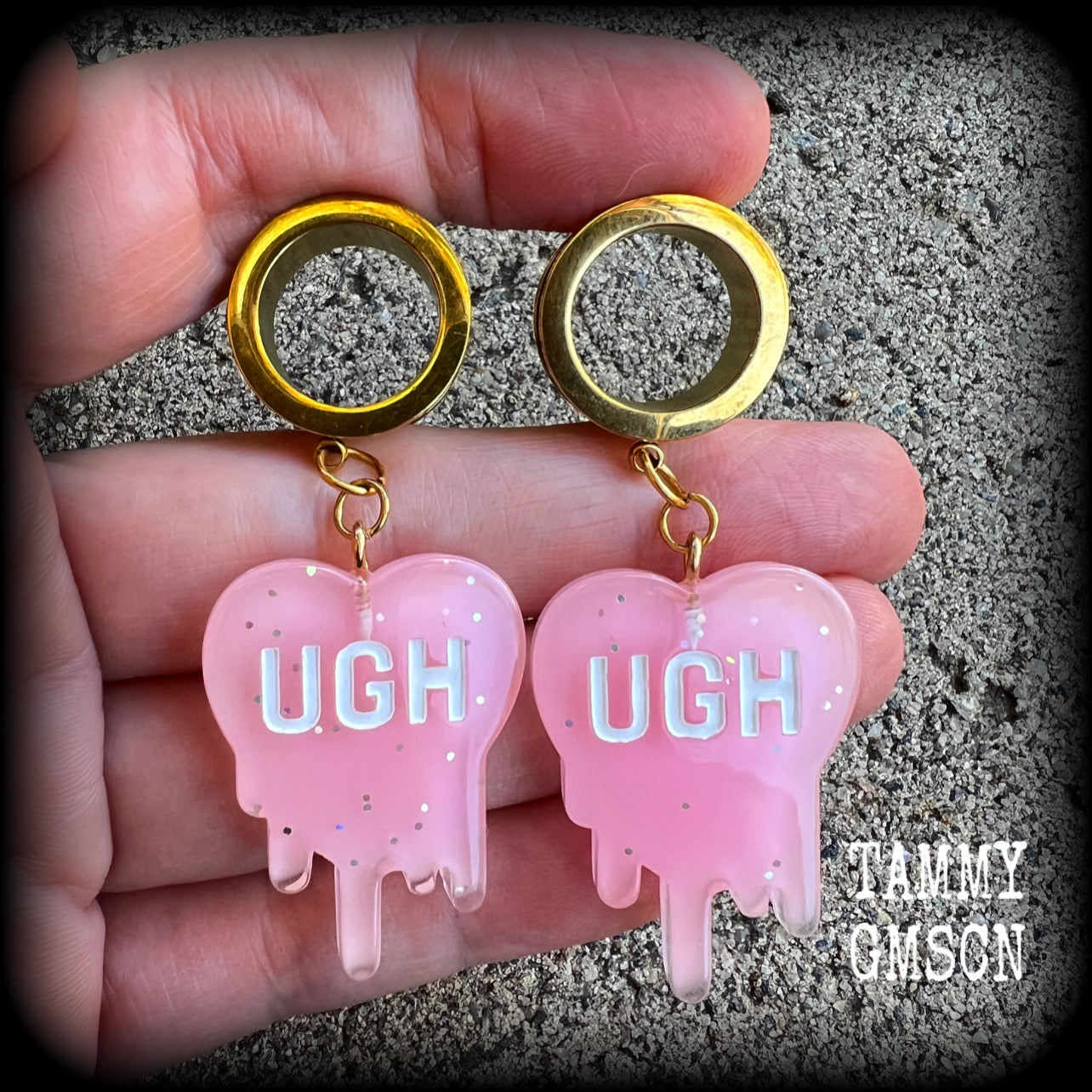 Melting heart tunnel earrings-UGH earrings