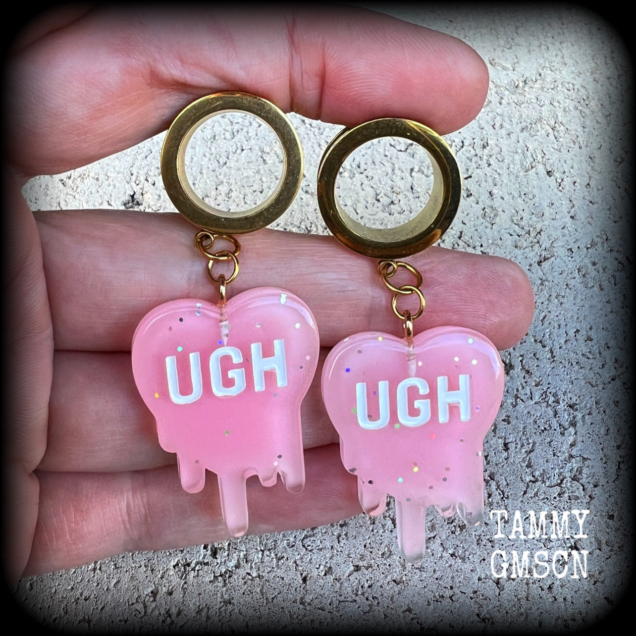 Melting heart tunnel earrings-UGH earrings