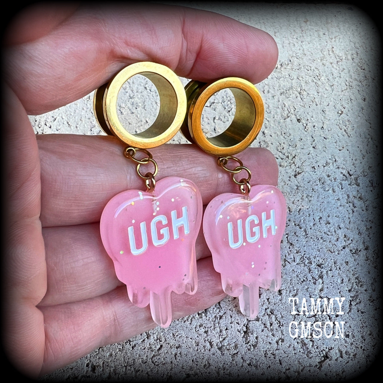 Melting heart tunnel earrings-UGH earrings