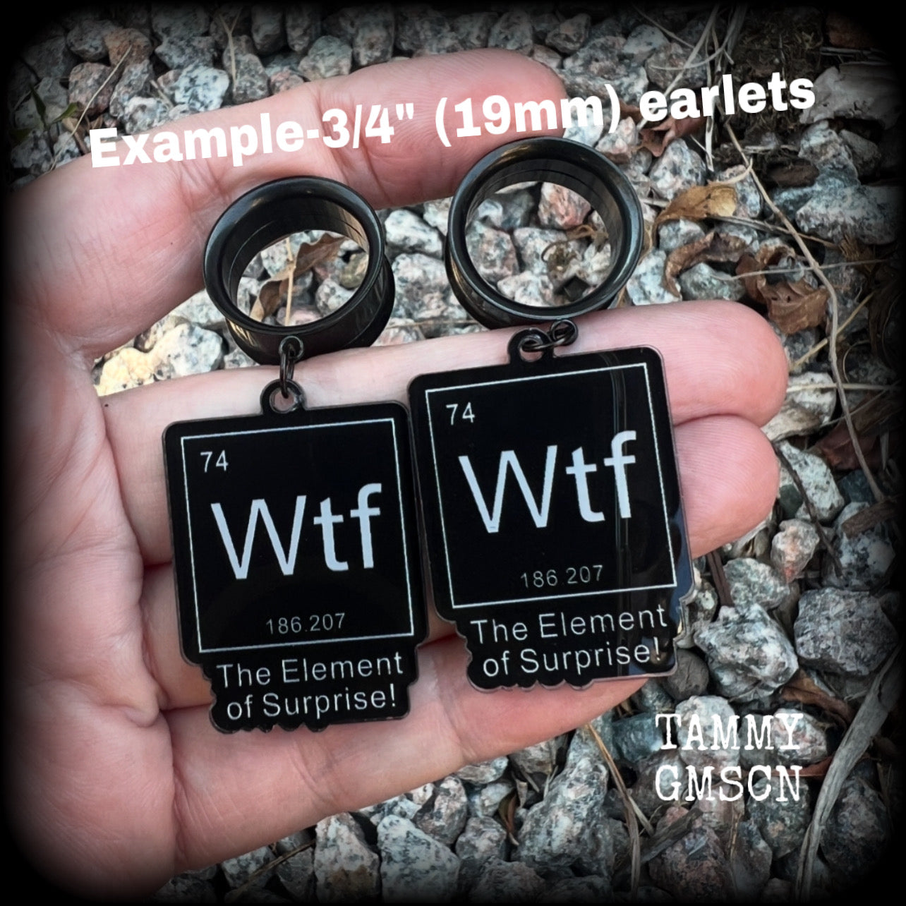 Wtf Element of Surprise physics earrings-Lab geek periodic table jewelry