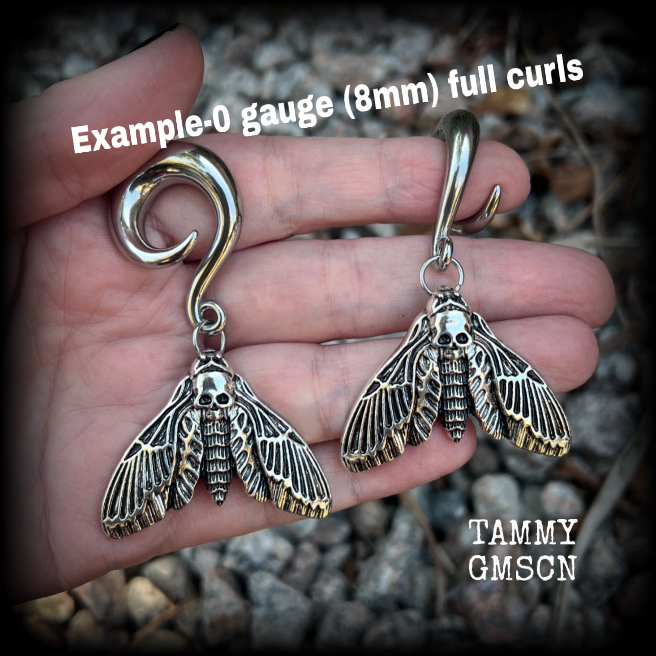 Deathshead moth gauged earrings-Insect ear weights