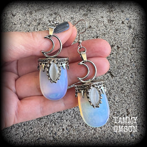 Opalite and crescent moon earrings