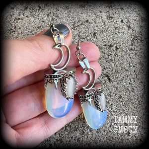 Opalite and crescent moon earrings