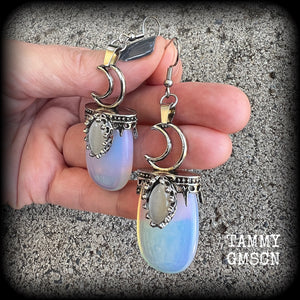 Opalite and crescent moon earrings