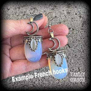 Opalite and crescent moon earrings