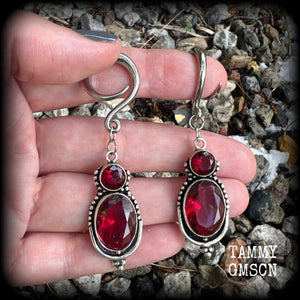 Garnet gauged earrings