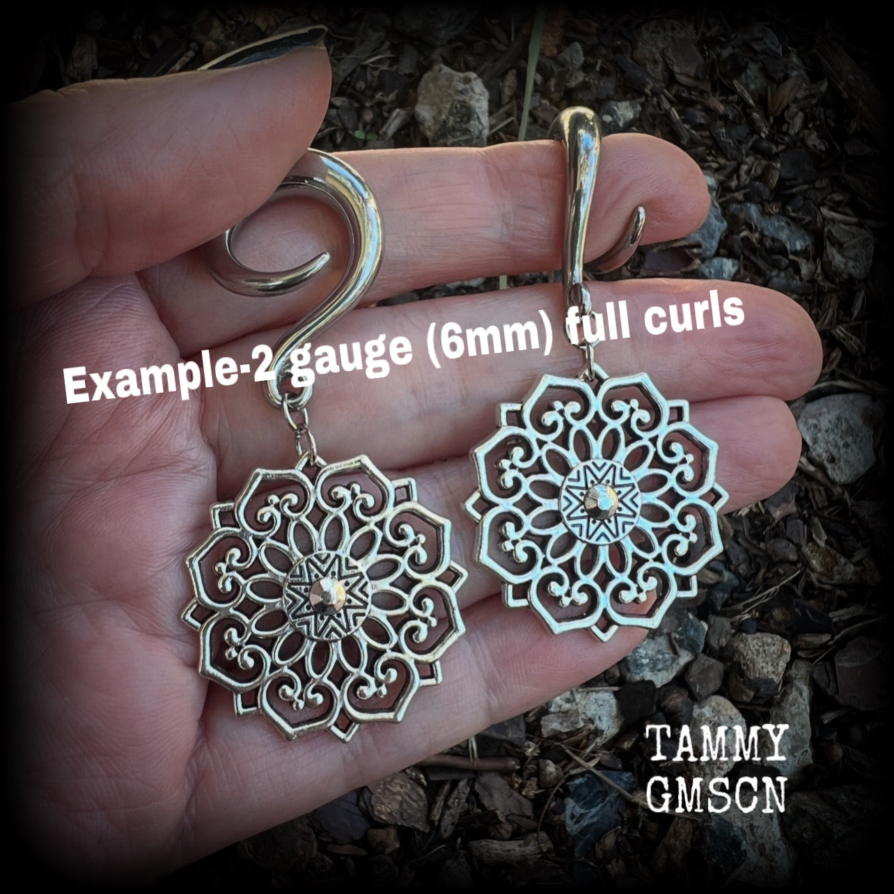 Mandala gauged earrings-Mandala ear weights