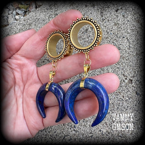 Lapis lazuli tunnel dangles-Boho tunnels