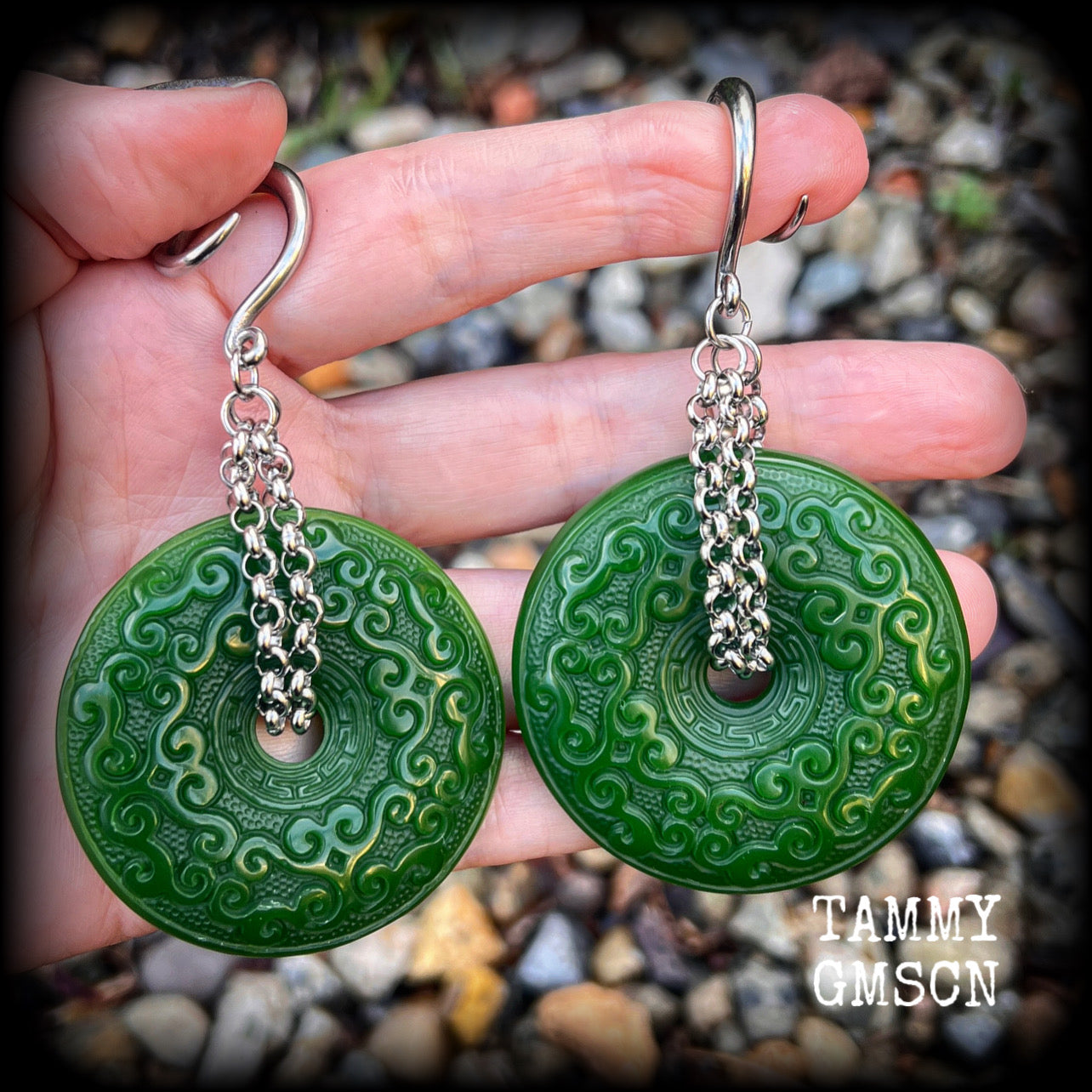 Jade gauged earrings 