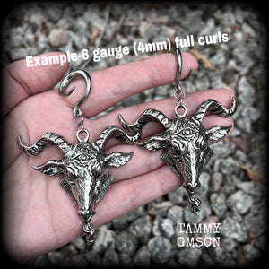 Baphomet goat gauged earrings-Occult ear weights
