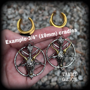 Baphomet gauged earrings-Occult ear hangers