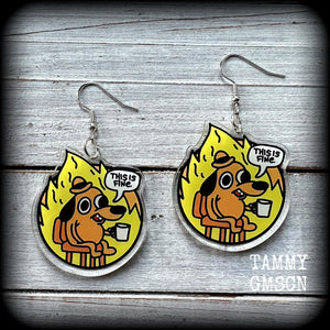 Dog meme earrings