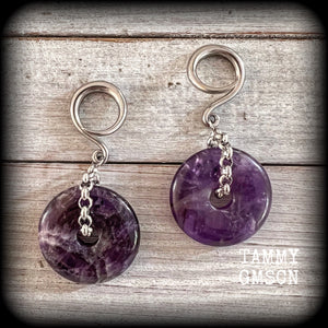 Amethyst gauged earrings 