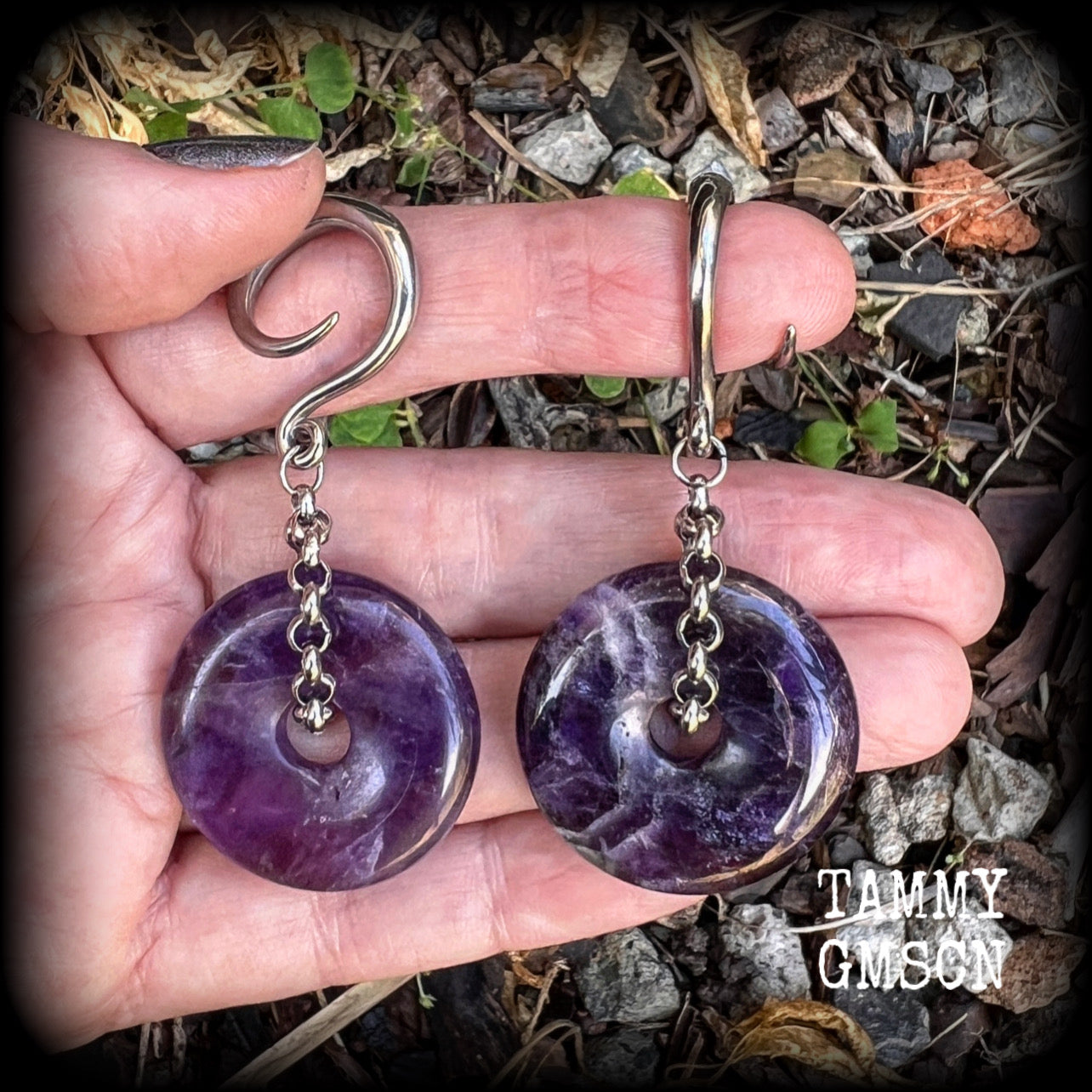 Gemstone ear hangers 