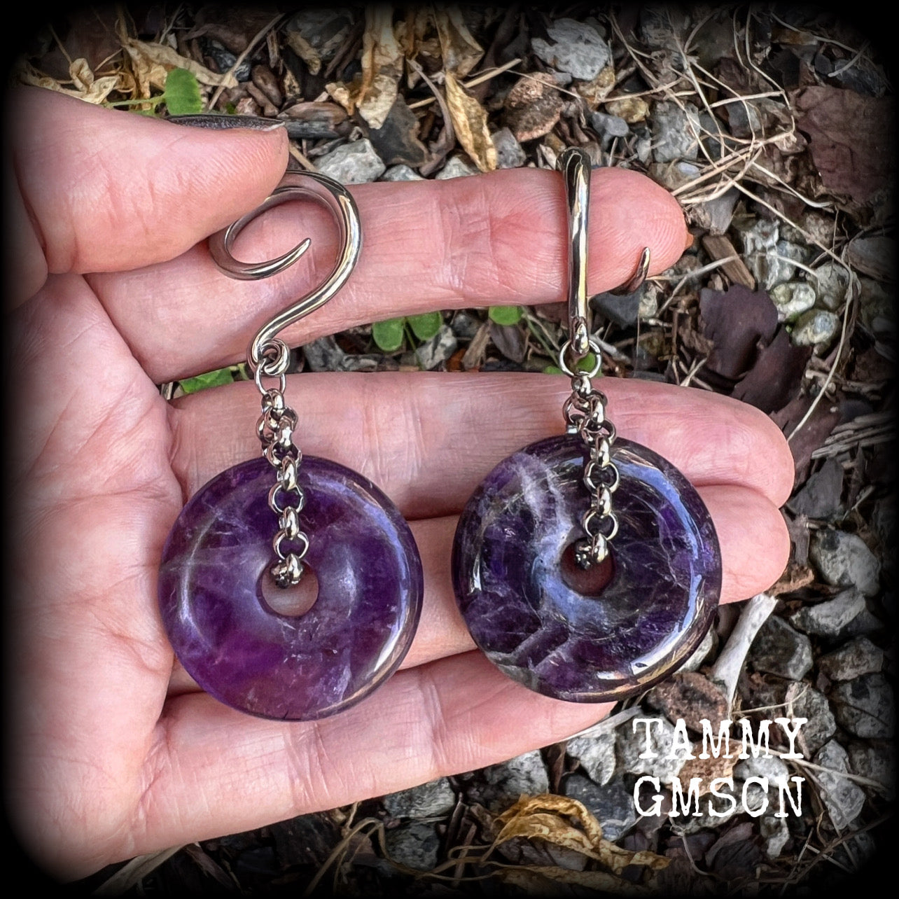 Amethyst ear hangers