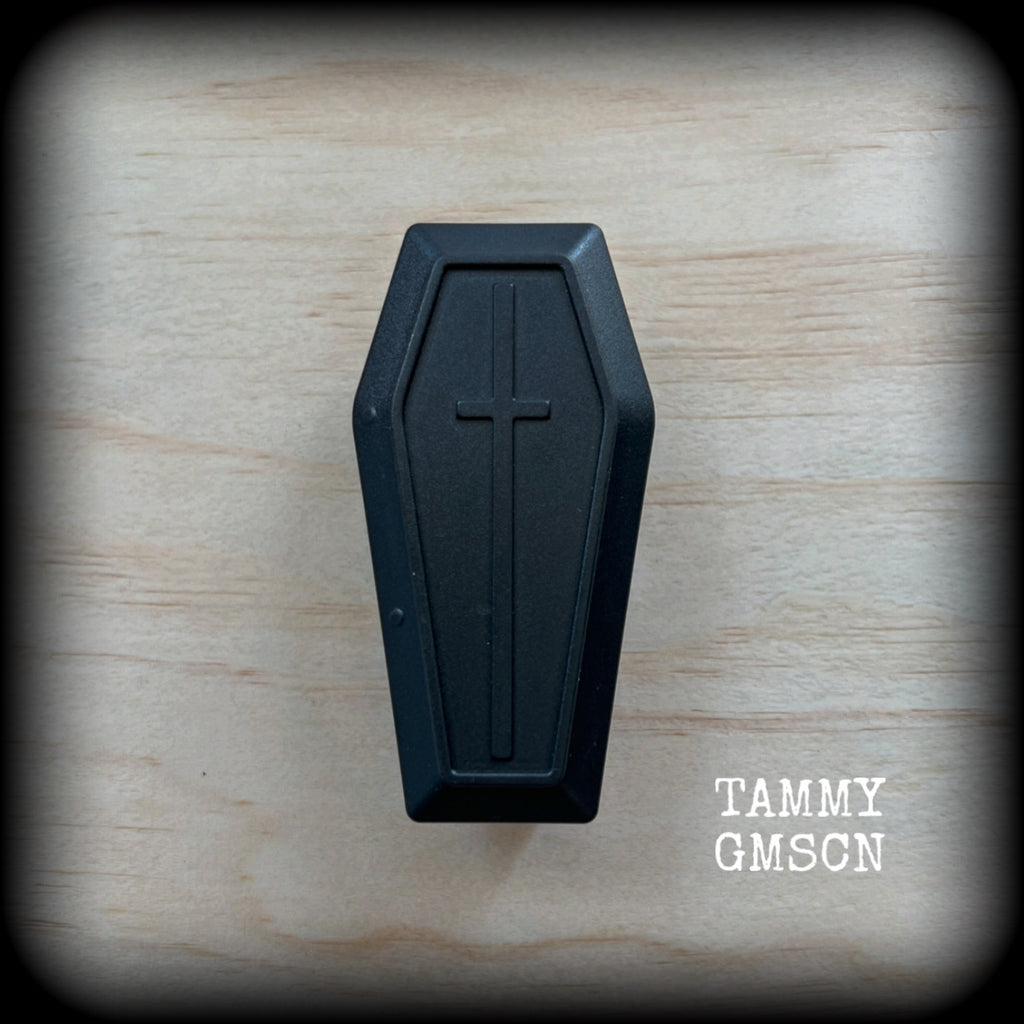Jewelry storage containers-Black coffin keep case for earrings and ear weights