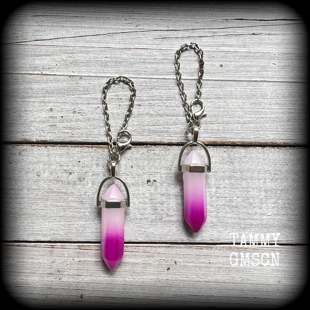 Gemstone tunnel earrings 