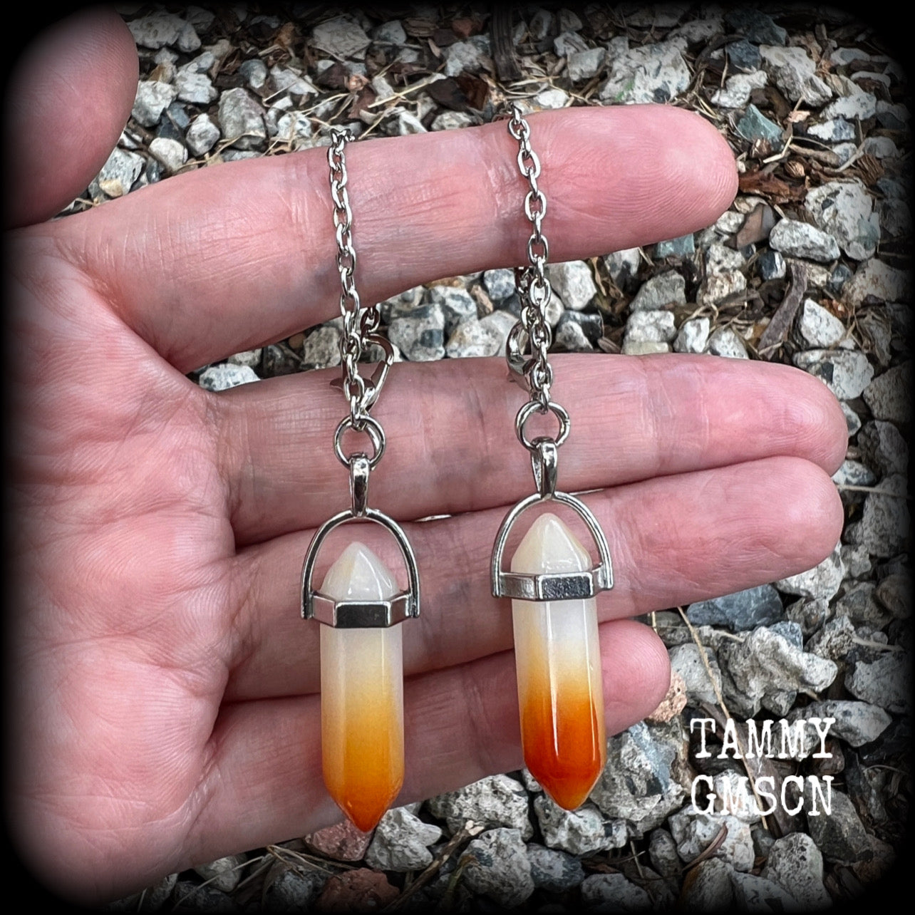 Gemstone tunnel earrings 