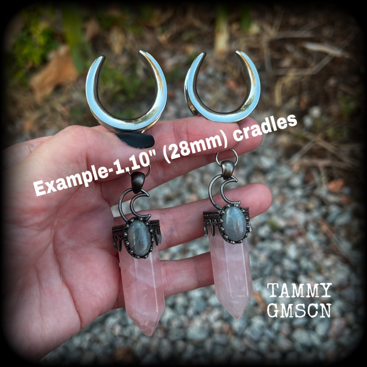 Rose quartz ear weights-Gemstone ear hangers