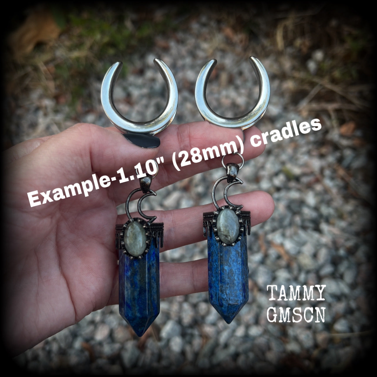 Lapis lazuli and Labradorite ear weights-Gemstone ear hangers