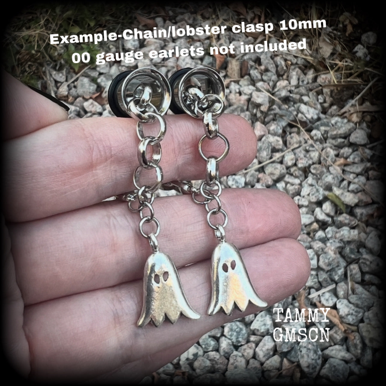 Antique silver ghost earrings-Halloween tunnel dangles