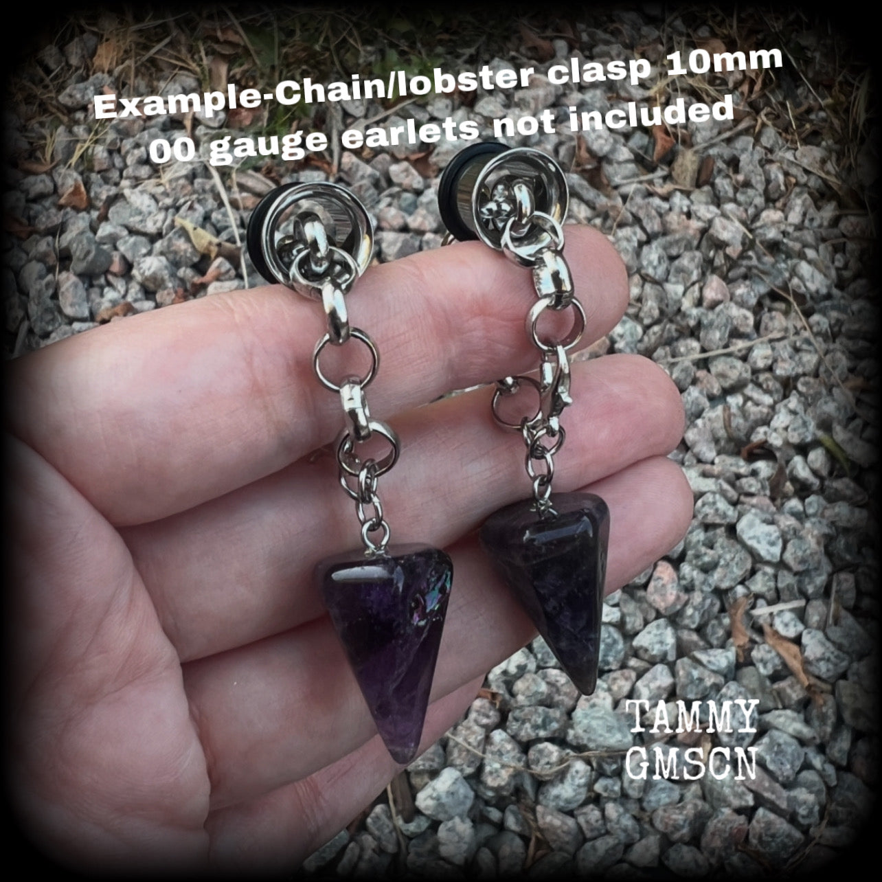 Amethyst tunnel dangles-Gemstone earrings