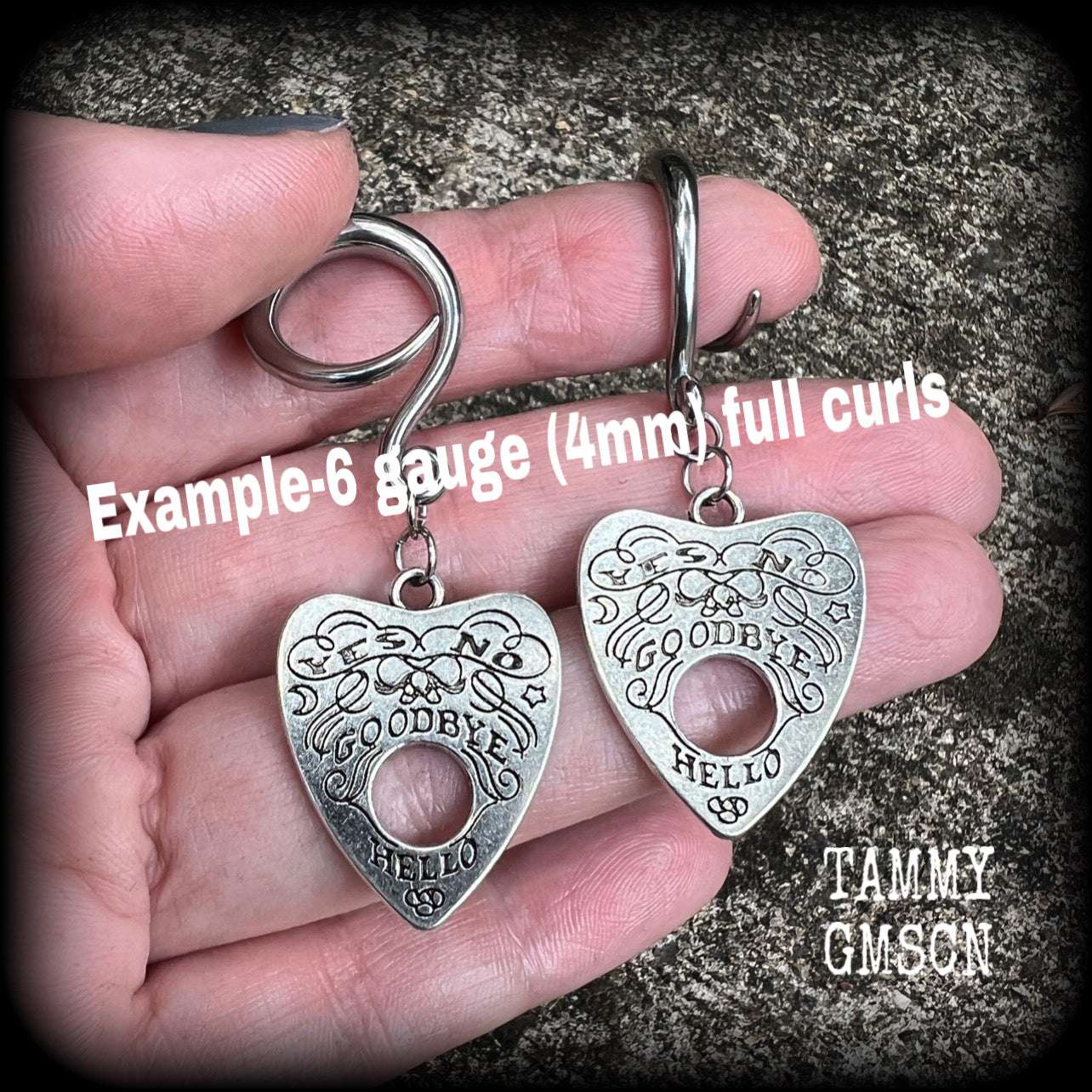 Ouija board planchette gauged earrings