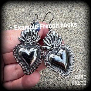 Sacred heart earrings-Corazon earrings