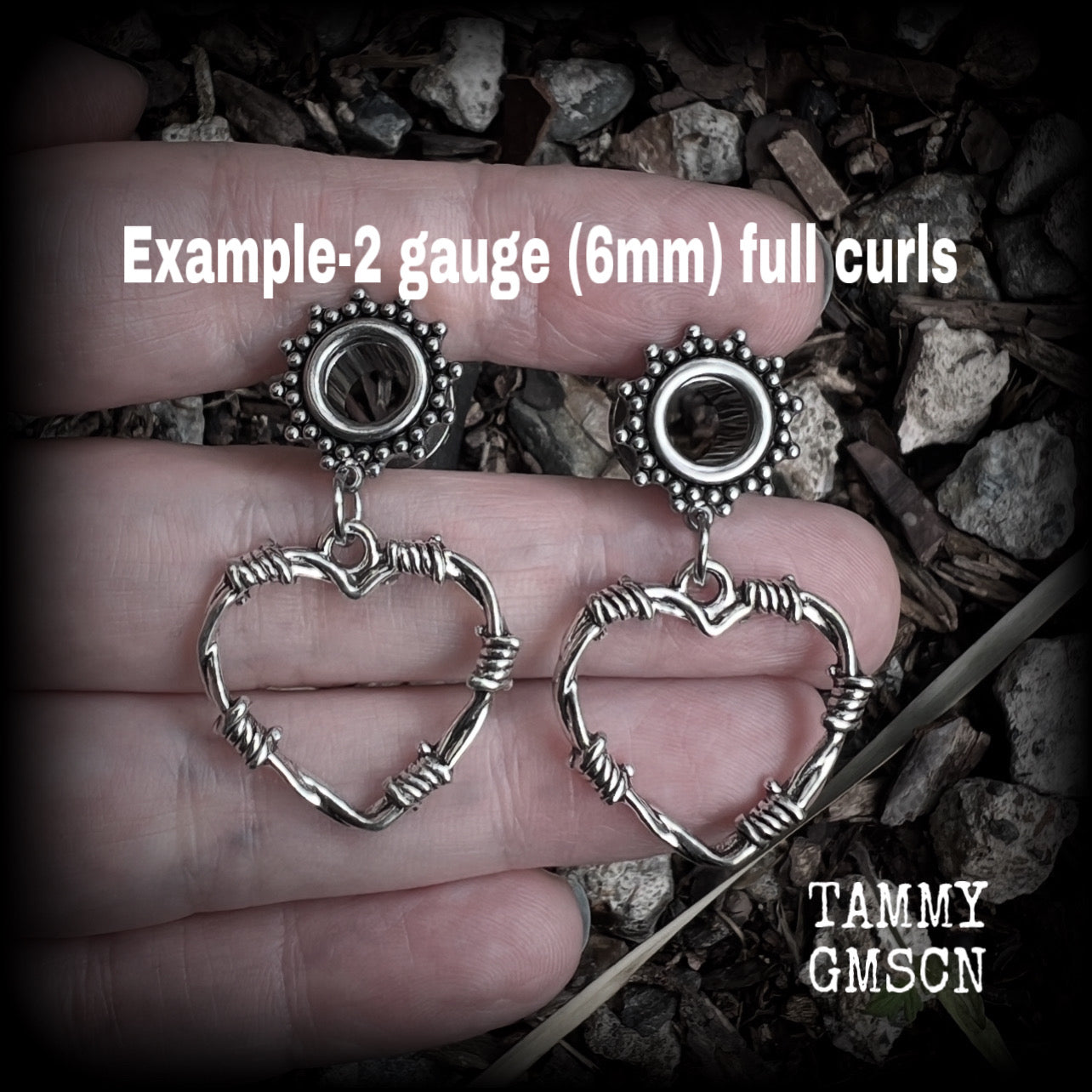 Barbed wire heart tunnel earrings-Punk rock ear gauges