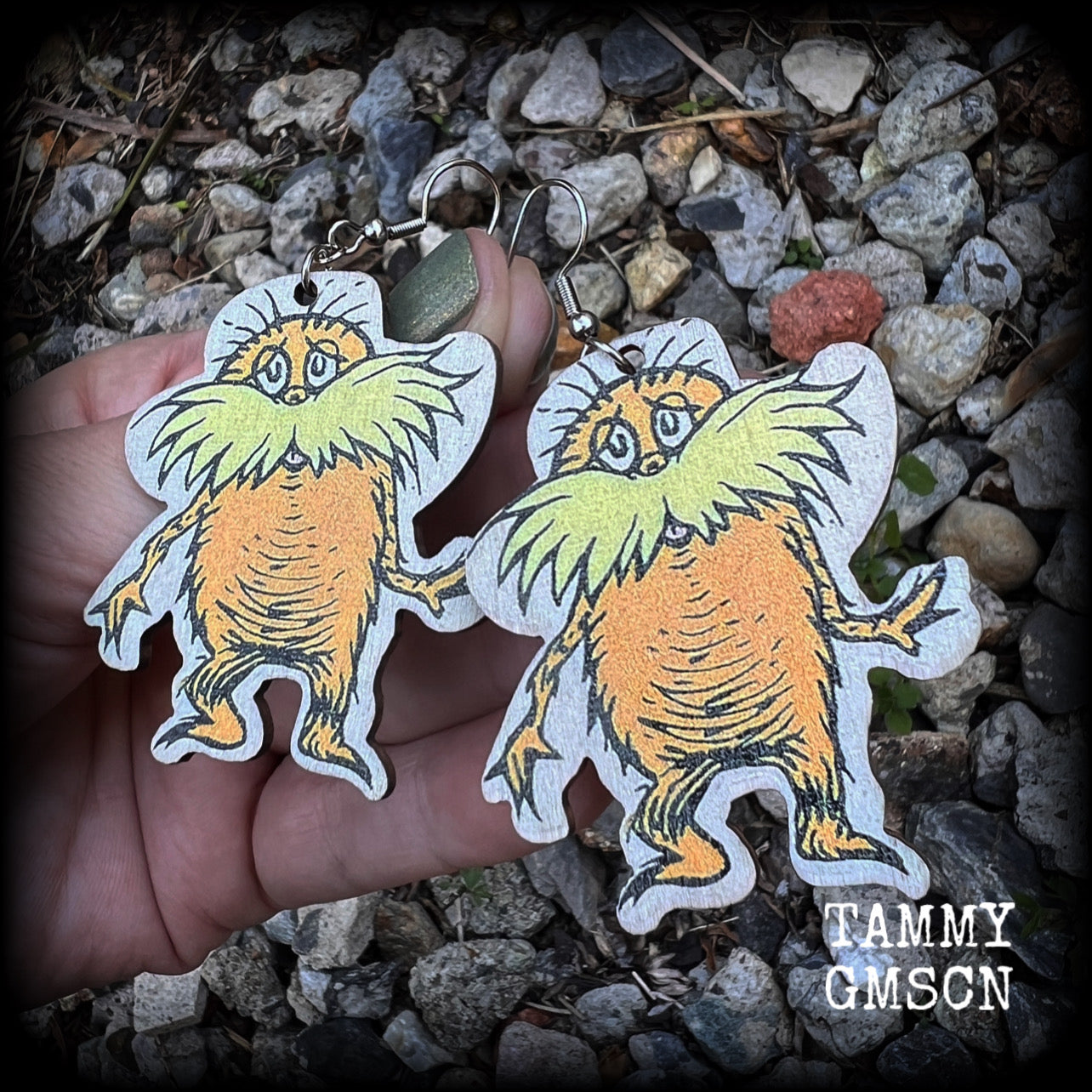 The Lorax Dr Seuss book earrings 