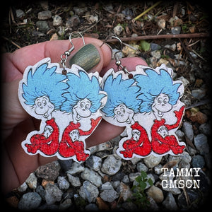 Dr Seuss Thing one and Thing two-Bookworm earrings