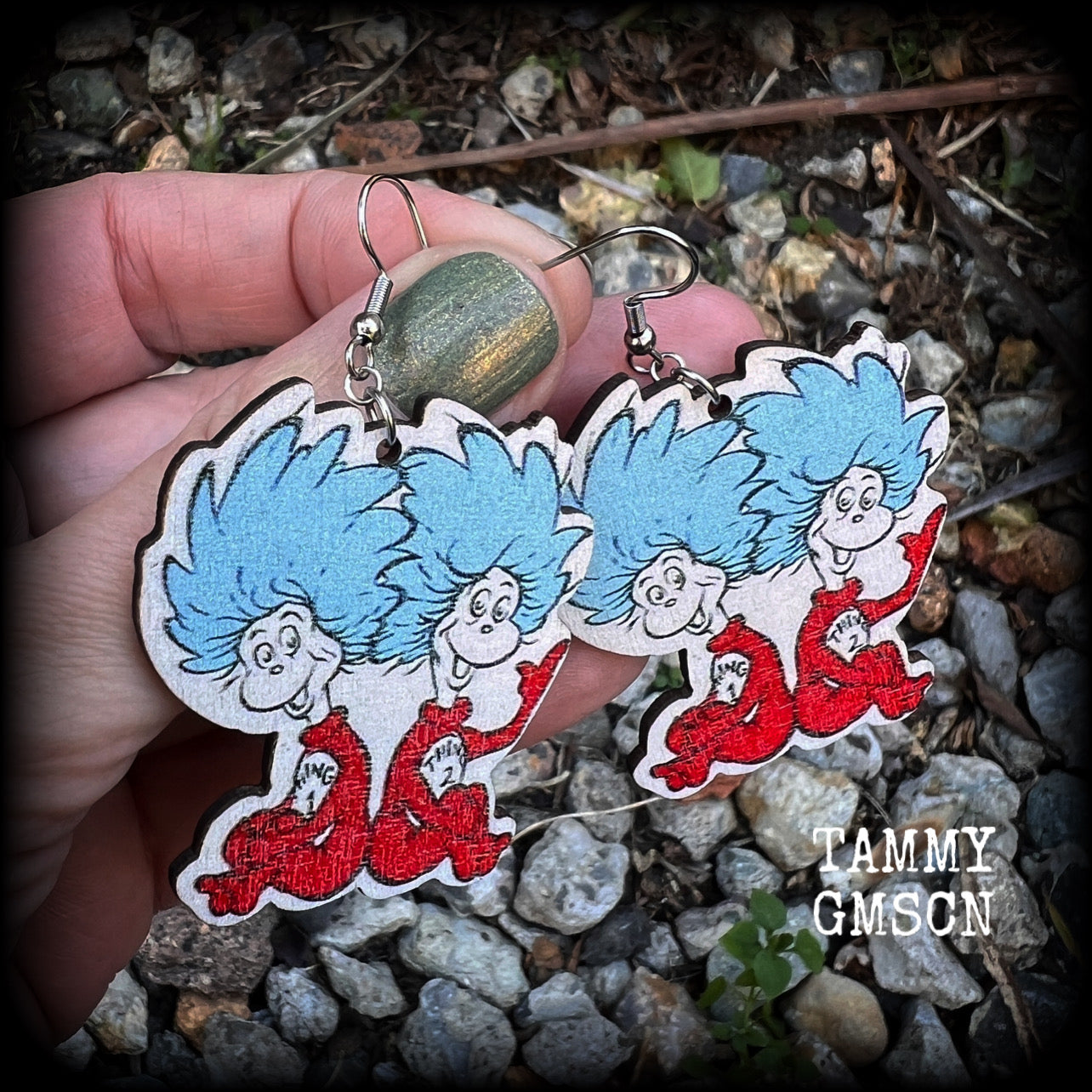 Dr Seuss Thing one and Thing two-Bookworm earrings