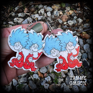 Dr Seuss Thing one and Thing two-Bookworm earrings