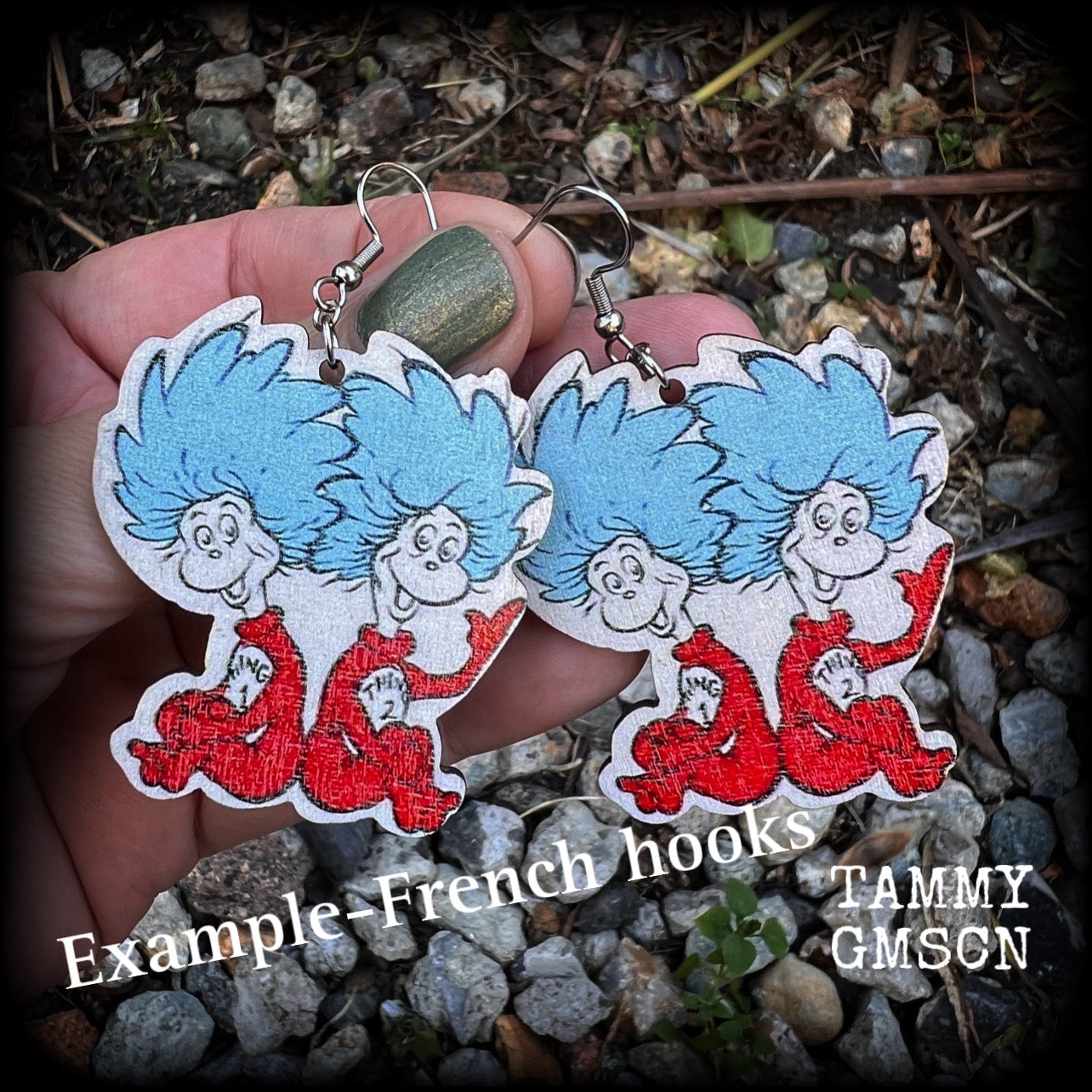 Dr Seuss Thing one and Thing two-Bookworm earrings