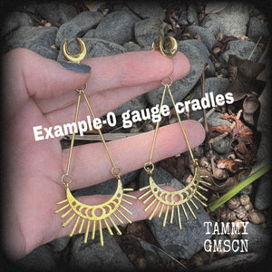 0 gauge cradle earrings