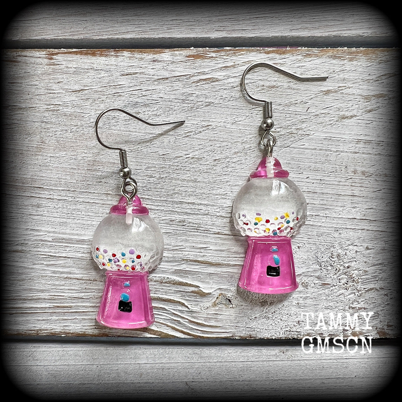 Gumball machine earrings Lolly earrings Bubble gum earrings Candy earrings Candy dispenser Lollies Pierced ears Tunnels Plugs Ear gauges Gifts for girls Party favours Stocking stuffers Pink earrings Cute earrings Earrings for girls