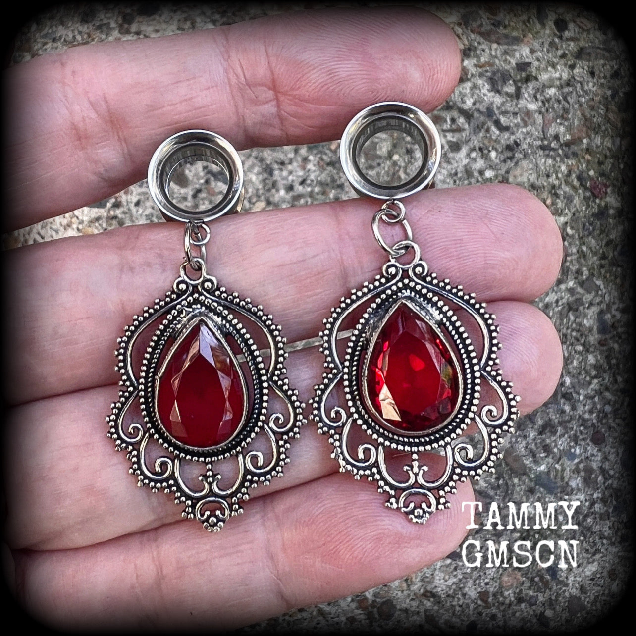 Garnet ear gauges