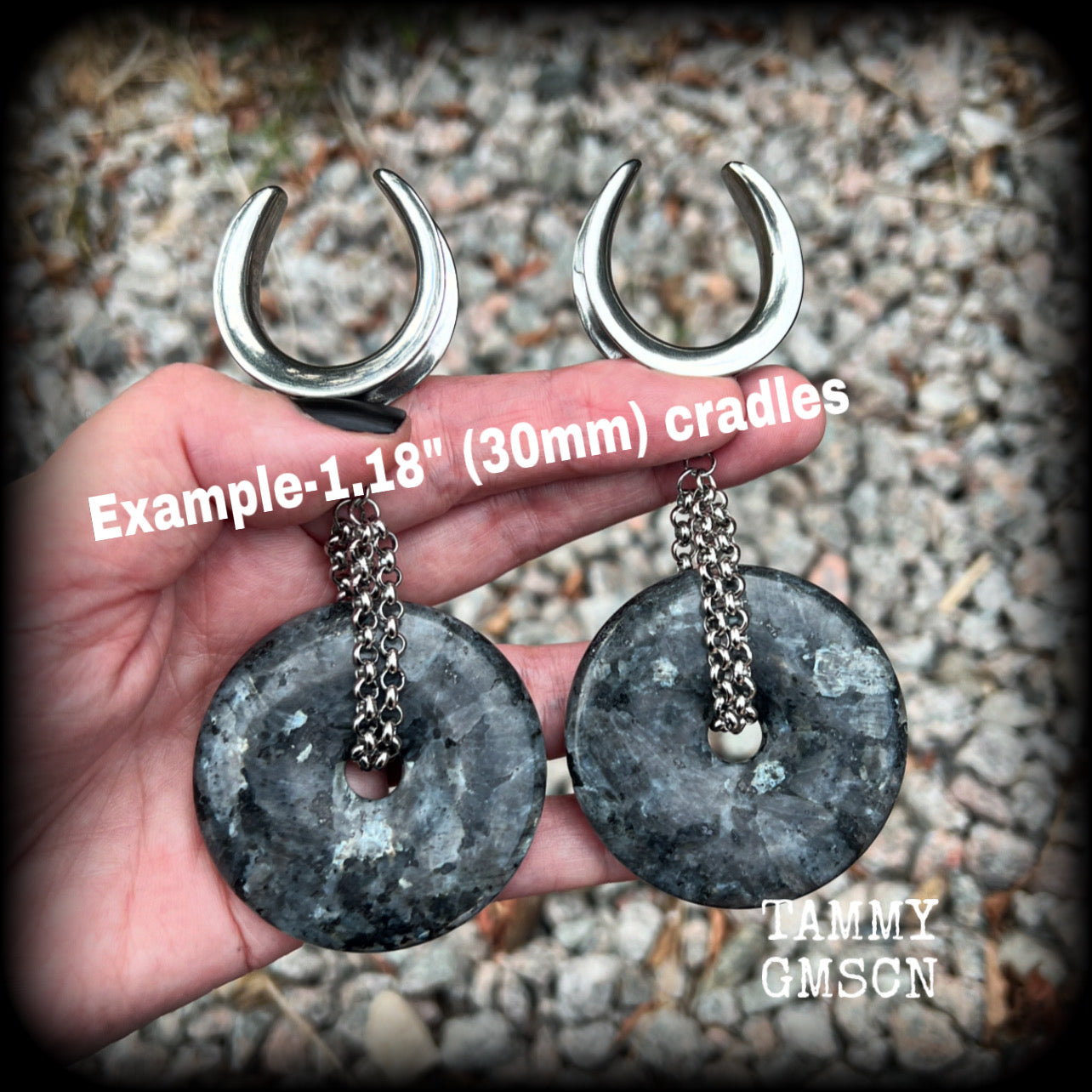 Labradorite gauged earrings-Gemstone ear weights