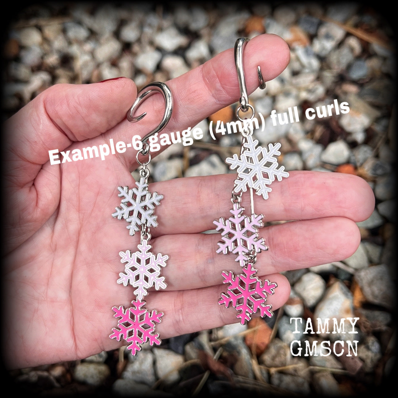 Festive earrings Christmas gifts Christmas earrings Winter ear gauges Ear hangers Gauged earrings Stretched lobes Gauged ears Snowflake ear weights Christmas body jewelry Christmas jewelry Xmas 4mm 6mm 8mm 10mm 12mm 14mm 16mm 19mm 22mm 25mm 28mm 30mm