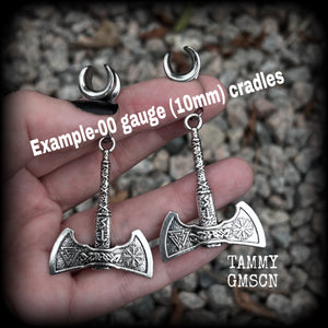 Viking axe gauged earrings-Viking jewelry