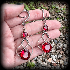 Garnet earrings Garnet ear weights 6 gauge ear weights 4mm earrings Gemstone ear weights Gemstone ear hangers Stretched ears Ear gauges Tunnel dangles Stretched lobes Gauged ears 4mm 6mm 8mm 10mm 12mm 14mm 16mm 19mm 22mm 25mm 28mm 30mm Tunnels Plugs