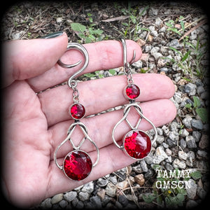 Garnet earrings Garnet ear weights 6 gauge ear weights 4mm earrings Gemstone ear weights Gemstone ear hangers Stretched ears Ear gauges Tunnel dangles Stretched lobes Gauged ears 4mm 6mm 8mm 10mm 12mm 14mm 16mm 19mm 22mm 25mm 28mm 30mm Tunnels Plugs