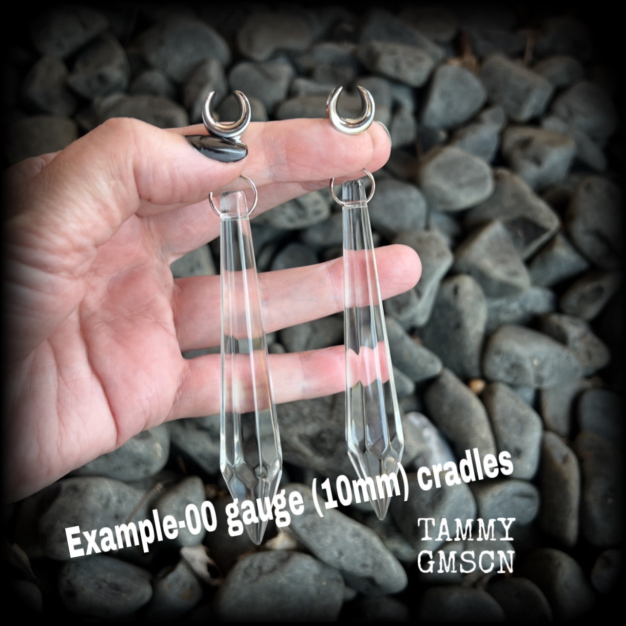 Oversize glass spike gauged earrings-Glass ear weights