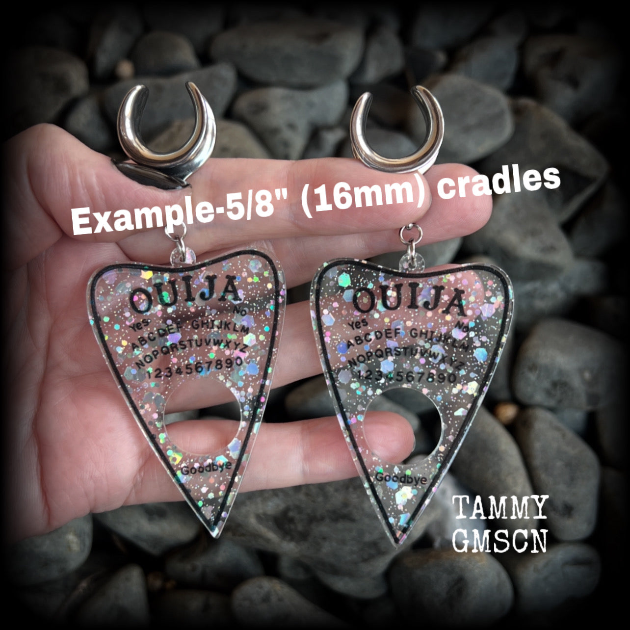 Ouija board planchette ear hangers-Ouija ear weights