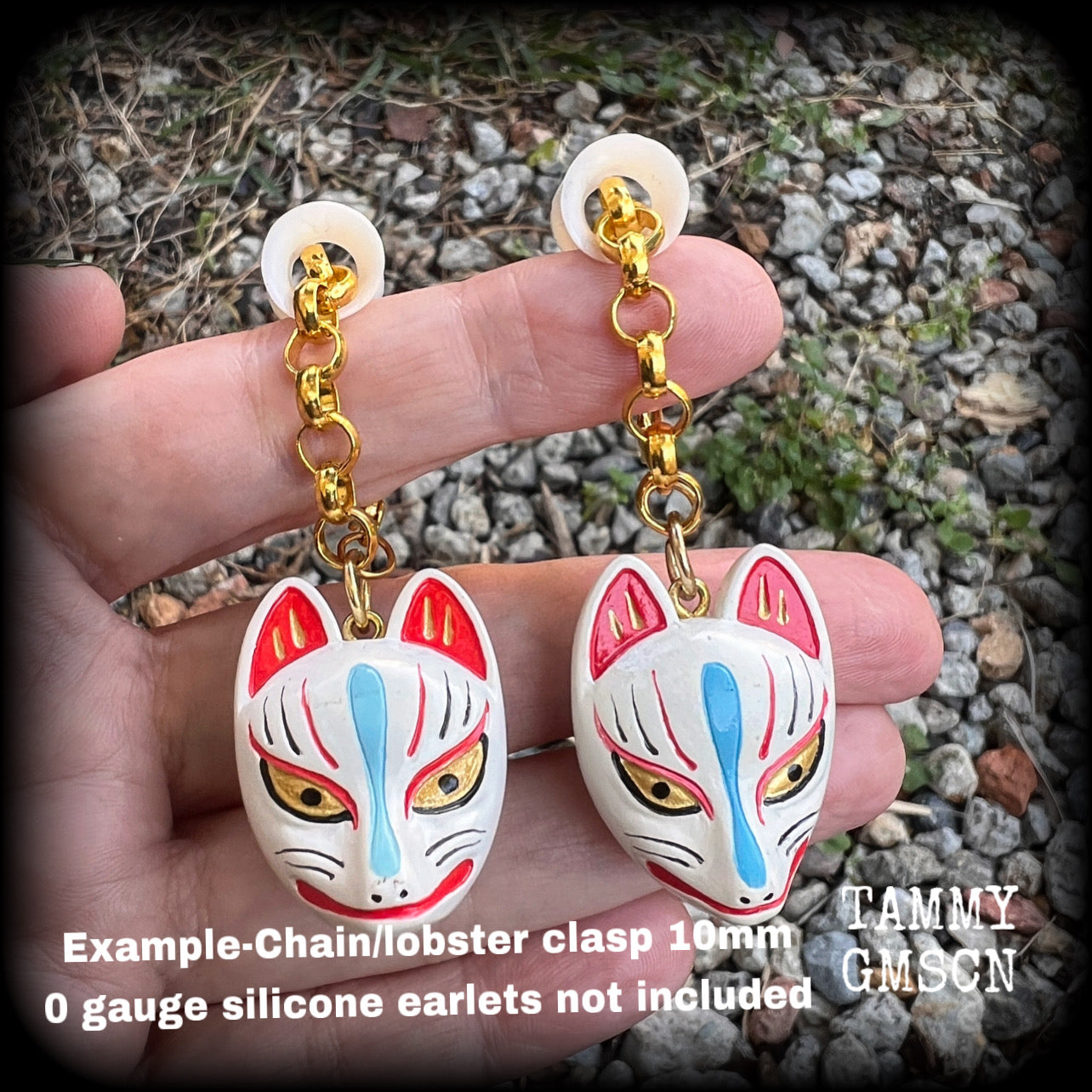 White kitsune earrings-Japanese earrings