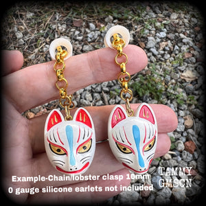 White kitsune earrings-Japanese earrings