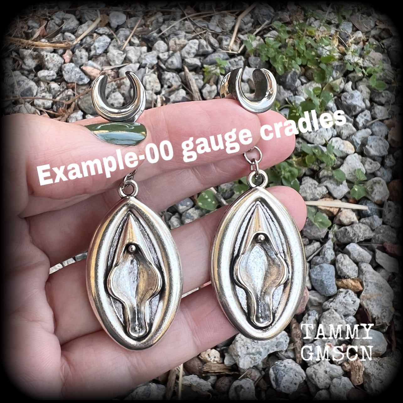 Vagina gauged earrings-Genitals earrings