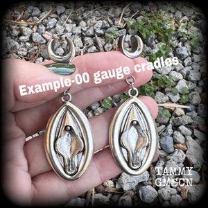 Vagina gauged earrings-Genitals earrings