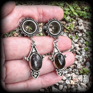 Labradorite tunnel earrings Gemstone tunnel dangles 10mm  12mm  14mm  16mm  19mm tunnels 22mm 25mm Tunnel earrings Tunnel dangles Plugs Plug earrings Gemstone tunnels Gemstone plugs Ear gauges Stretched ears Stretched Lobes Gemstone body jewelry 