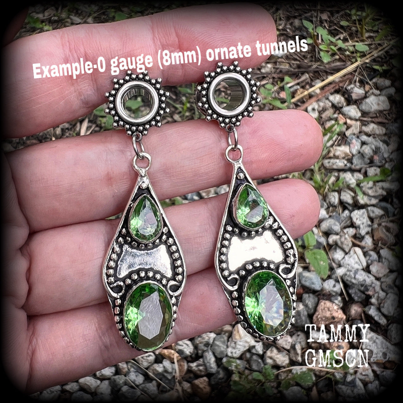 Peridot tunnel earrings Gemstone tunnel dangles 10mm  12mm  14mm  16mm  19mm tunnels 22mm 25mm Tunnel earrings Tunnel dangles Plugs Plug earrings Gemstone tunnels Gemstone plugs Ear gauges Stretched ears Stretched Lobes Gemstone body jewelry 